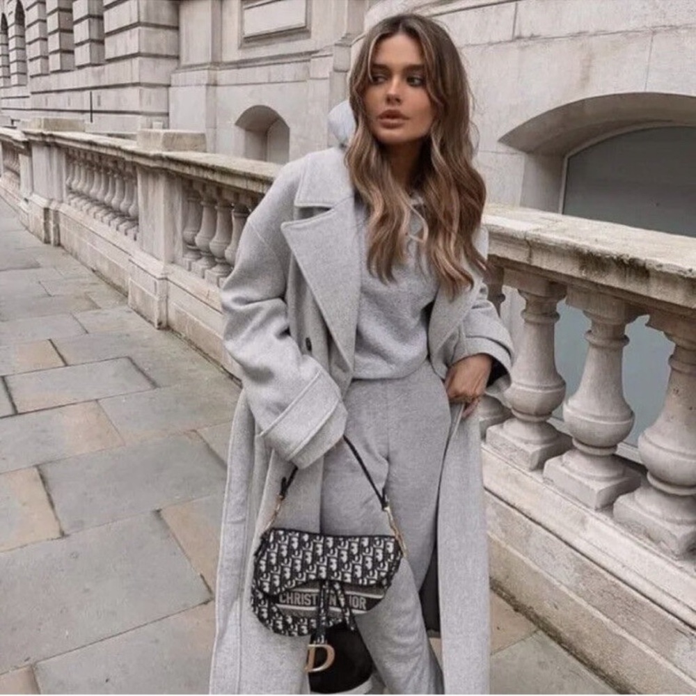 Zara Manteco Wool Blend Gray Coat Size Small NWT 2168/746